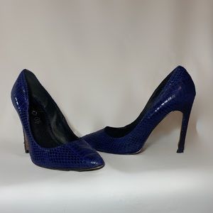 Aldo Blue Leather Snake Print Shoes 👠🐍💙